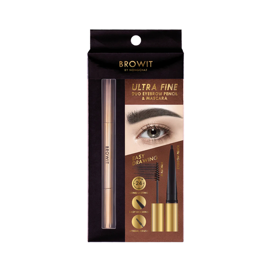 BROWIT Ultra Fine Duo Eyebrow Pencil & Mascara | Dark Brown